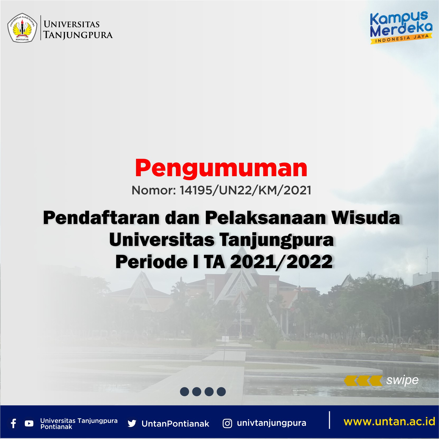 Perpanjangan Pendaftaran Wisuda UNTAN Periode I TA 2021/2022
