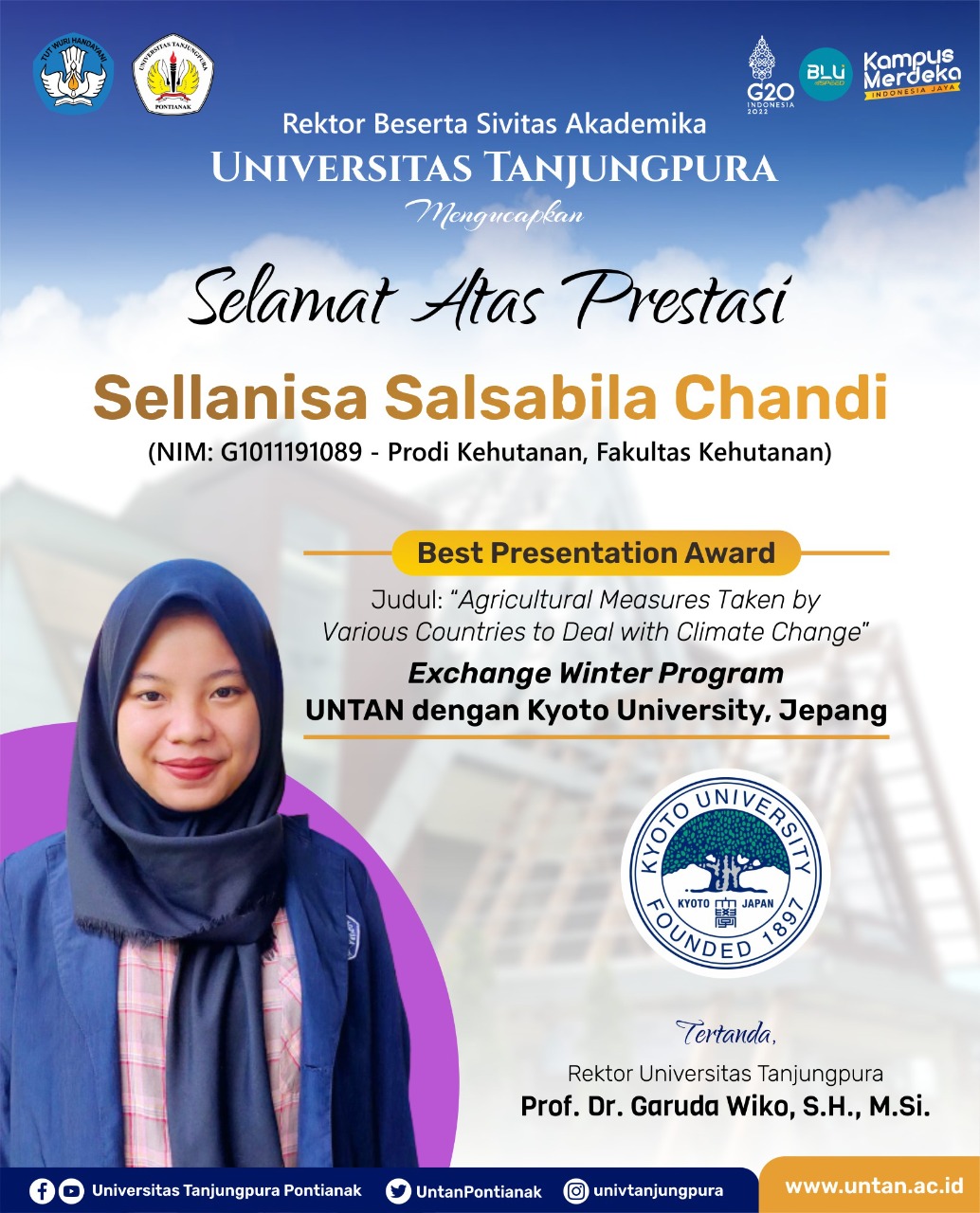 Best Presentation Award dalam Program Exchange Winter Program Untan